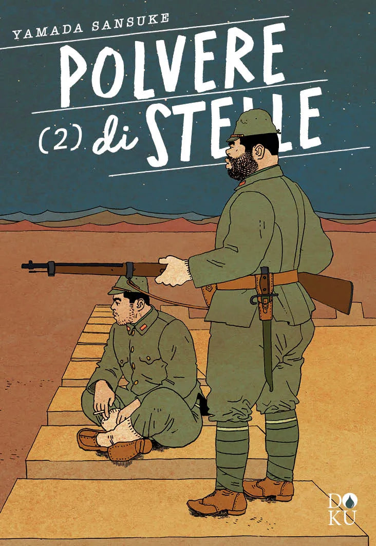 Copertina di Polvere di Stelle Vol. 2 (Coconino Press). Due soldati in divisa verde su una struttura di cemento: uno è seduto e fuma una sigaretta, l'altro è in piedi di profilo con un fucile in mano.