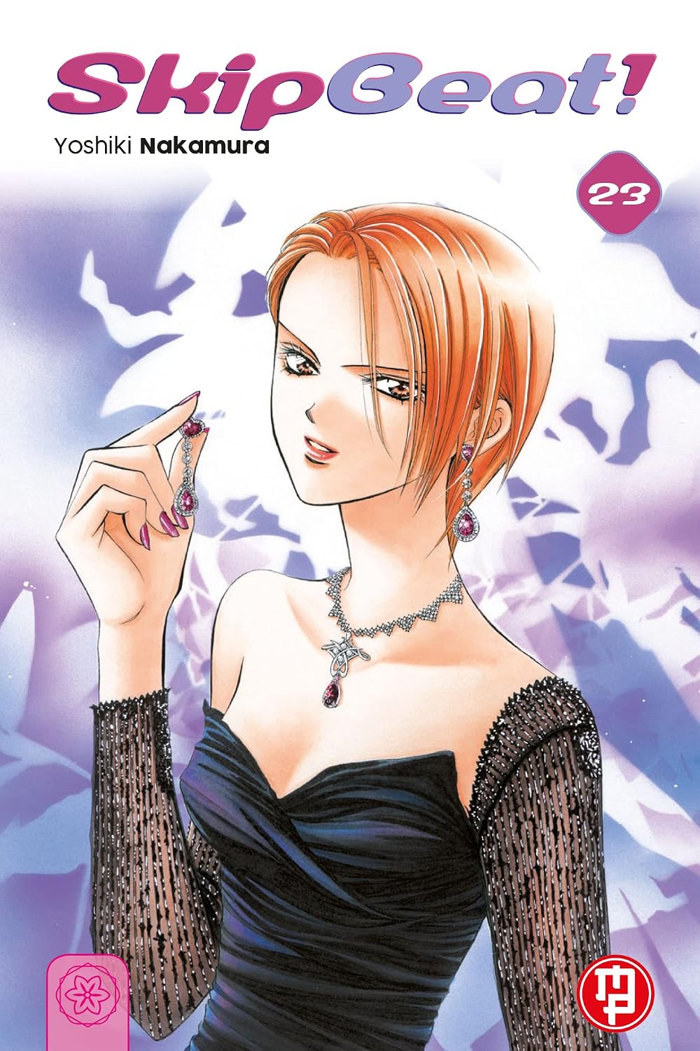 Copertina del ventitreesimo volume del manga 'Skip Beat!' di Yoshiki Nakamura, edito da Magic Press. L'illustrazione ritrae Kyoko con abito da sera nero ed espressione decisa mentre mostra un orecchino pendente, sormontata dal titolo e dal numero 23.