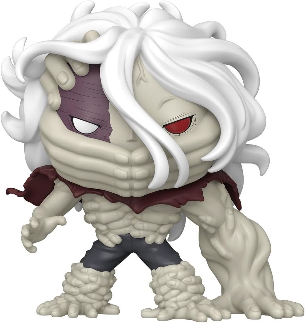 Funko POP! PLUS numero 2160 di Tomura Shigaraki da My Hero Academia, con capelli bianchi fluenti, posa minacciosa e una base che mostra il terreno sgretolarsi per effetto del suo Quirk.
