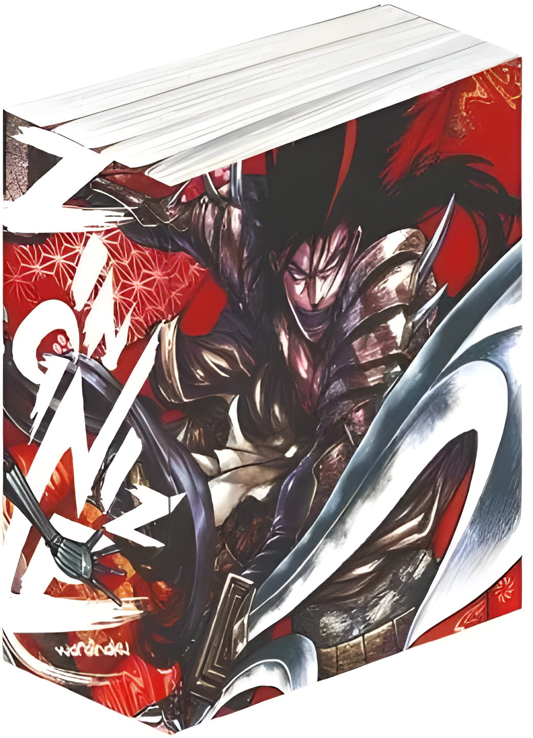 Cofanetto rigido Zingnize Box 1 edito da Manga Senpai; l'immagine mostra il box contenitore con le grafiche di Warainaku, i quattro volumi manga inclusi e le tre cartoline da collezione NINPO.