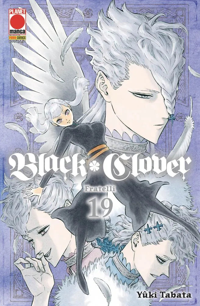 Copertina del manga Black Clover Vol. 19. In primo piano risplende Noelle Silva nella sua nuova e maestosa armatura magica "Valkyrie Dress", creata con la magia d'acqua. La sua espressione è carica di dignità e potenza regale. Lo stile di Yūki Tabata è ricco di dettagli luminosi e dinamici. In alto a sinistra campeggia il logo nero del trifoglio.