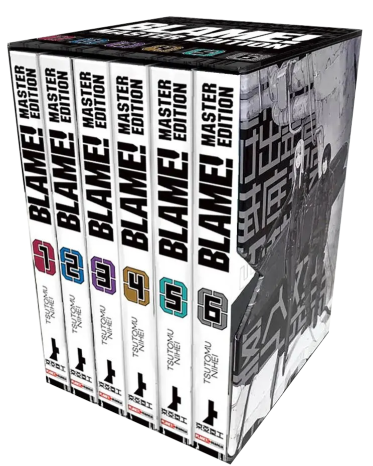 Blame Master Edition White Cofanetto Panini Planet Manga, edizione da collezione in grande formato con sei volumi della serie cult di Tsutomu Nihei.