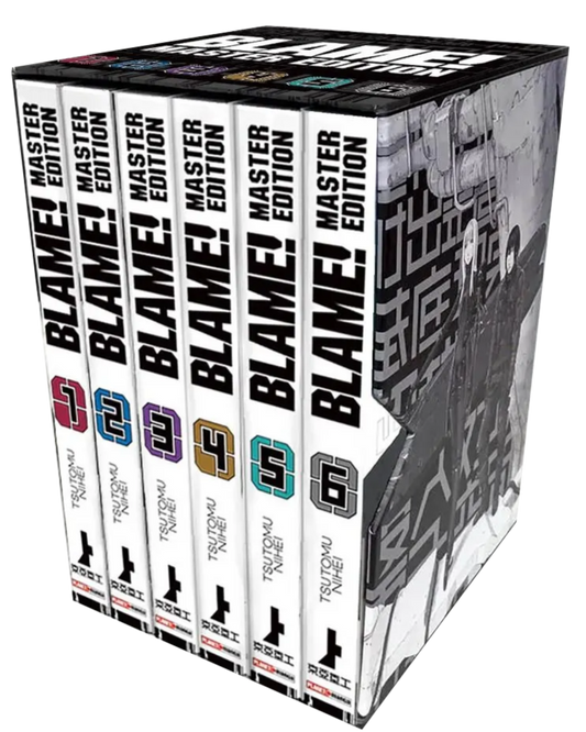 Blame Master Edition White Cofanetto Panini Planet Manga, edizione da collezione in grande formato con sei volumi della serie cult di Tsutomu Nihei.
