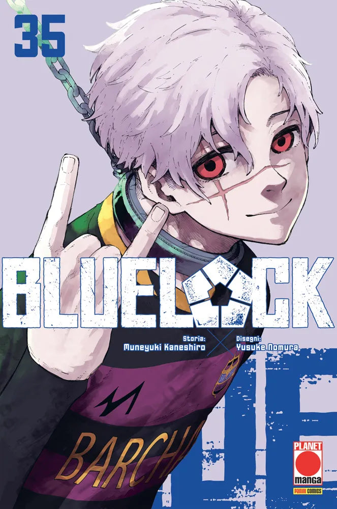 Copertina del manga Blue Lock Vol. 35 edito da Panini Planet Manga con Charles Chevalier in primo piano.   