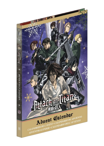 Calendario dell'Avvento Attack On Titan J-GUZU con Eren e Levi in copertina.