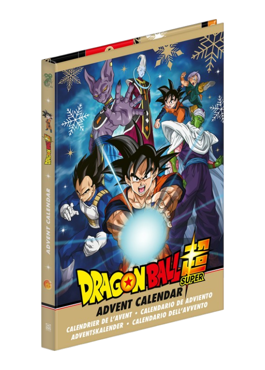 Calendario dell'Avvento Dragon Ball Super J-GUZU con Goku e i Saiyan in copertina.