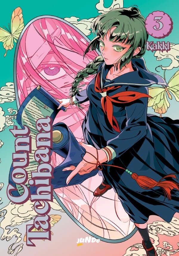 Copertina del fumetto Count Tachibana Vol. 3 di Kakki edito da Jundo con una ragazza in divisa scolastica che regge una pergamena.   