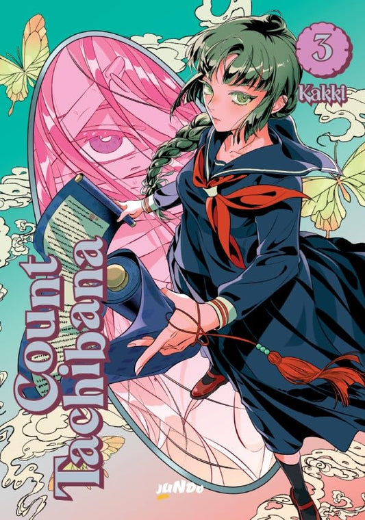 Copertina del fumetto Count Tachibana Vol. 3 di Kakki edito da Jundo con una ragazza in divisa scolastica che regge una pergamena.   