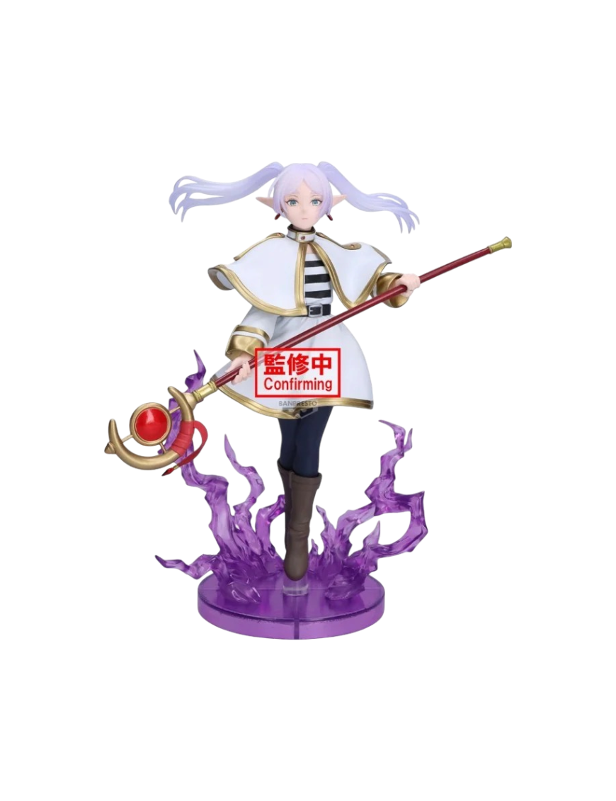 Statuetta figure di Frieren con bastone ed effetti magici della linea Effectreme Banpresto.