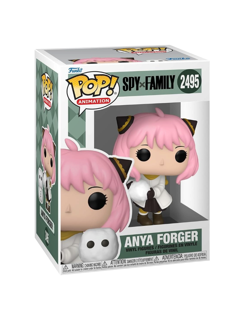 Scatola del Funko POP! Animation numero 2495 di Anya Forger versione Holiday con cappotto invernale e pupazzo di neve da Spy x Family.   