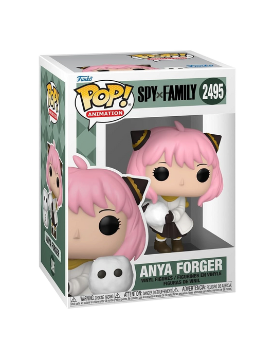 Scatola del Funko POP! Animation numero 2495 di Anya Forger versione Holiday con cappotto invernale e pupazzo di neve da Spy x Family.   