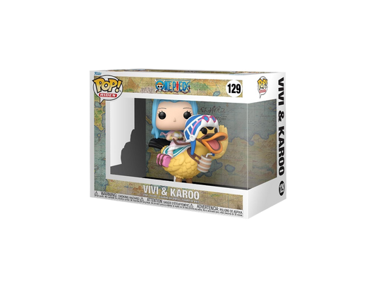 Scatola del Funko POP! Rides 129 raffigurante Vivi di One Piece in sella al grosso papero giallo Karoo.