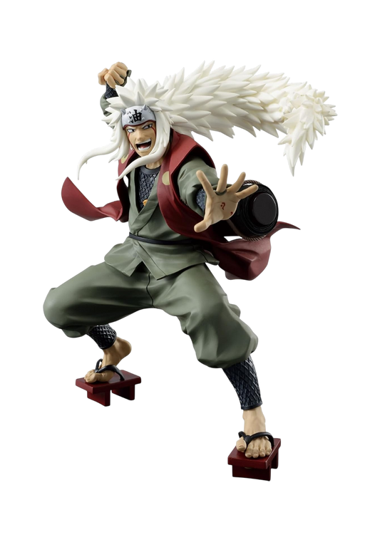 Figure da collezione in PVC di Jiraiya da Naruto Shippuden prodotta da Banpresto in posa dinamica.
