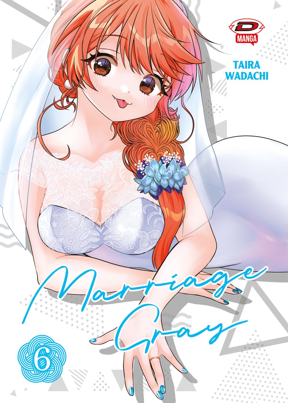 Copertina del manga Marriage Gray volume 6 edito da Dynit; l'illustrazione ritrae i protagonisti Yoshino e Naotsugu in una scena di vita coniugale.