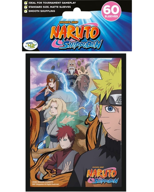 Confezione da 60 bustine protettive Standard Matte Level 42 di Naruto Shippuden, con illustrazione di Naruto e i Cinque Kage.