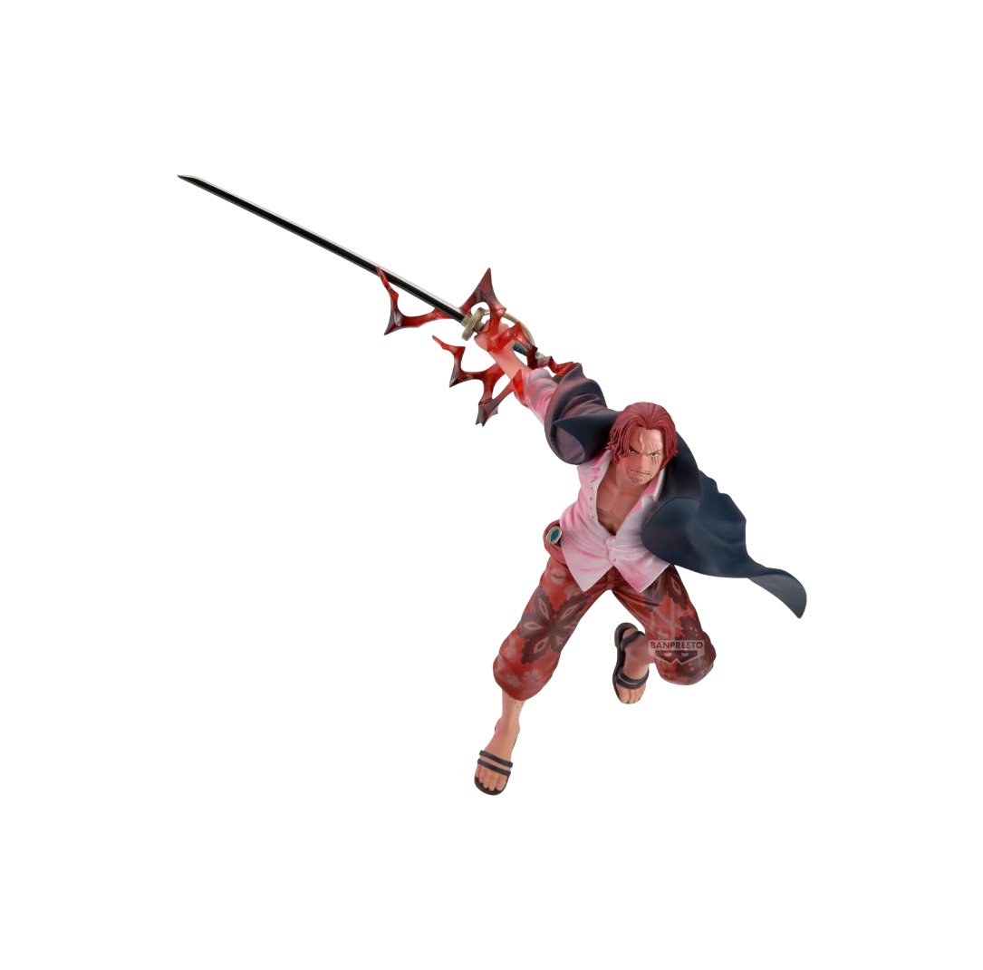 Figure di Luffy di One Piece in versione Gear 5, con capelli e abiti bianchi, in posa dinamica mentre impugna un fulmine su una base di nuvole.