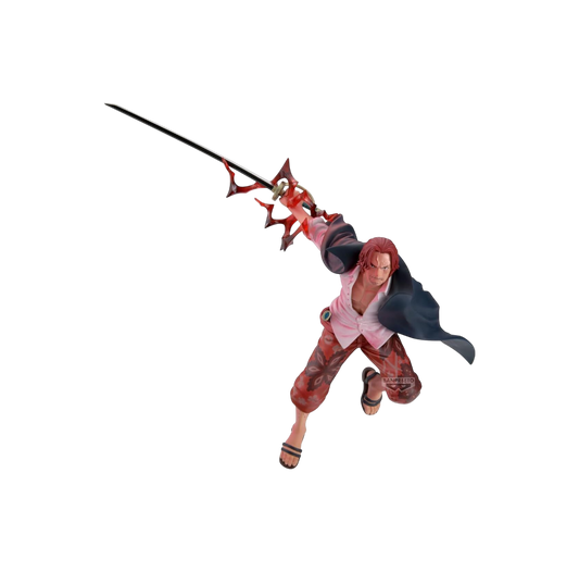 Figure di Luffy di One Piece in versione Gear 5, con capelli e abiti bianchi, in posa dinamica mentre impugna un fulmine su una base di nuvole.
