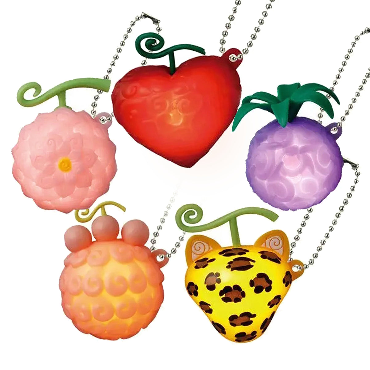 Gashapon One Piece Onepi No Mi Light 2 di Bandai con 5 Frutti del Diavolo luminosi a LED.   
