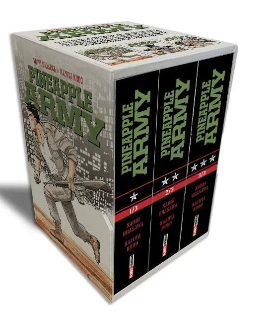 Cofanetto completo con i tre volumi del manga Pineapple Army di Naoki Urasawa e Kazuya Kudo edito da Panini Planet Manga