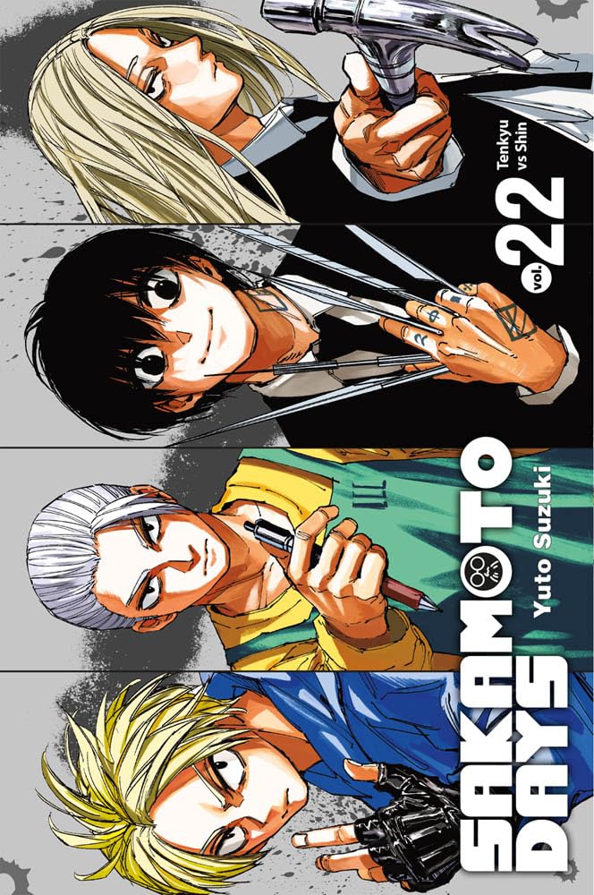 La copertina dell'edizione Variant di Sakamoto Days Vol. 22, caratterizzata da un'illustrazione esclusiva e diversa dalla regular (descrivere l'illustrazione specifica se visibile, ad esempio "con un primo piano artistico di Shin" o "con dettagli olografici"), che la rende un pezzo da collezione.