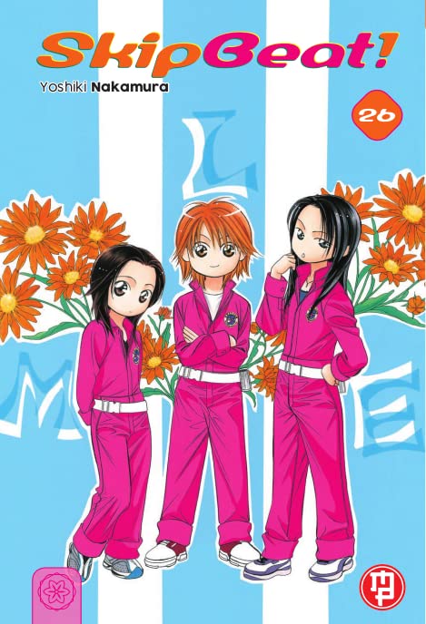 Copertina del volume 26 di Skip Beat! edito da Magic Press con Chiori, Kyoko e Moko in tuta rosa.