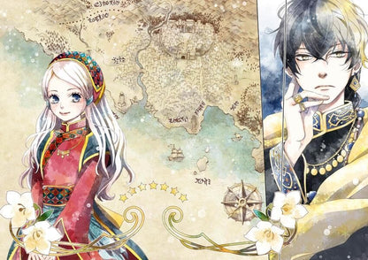 Copertina dell'artbook The Art of Nina the Starry Bride; primo piano dettagliato della protagonista Nina con grandi occhi azzurri brillanti e capelli rosa, che indossa un elaborato copricapo blu con decorazioni dorate e floreali.