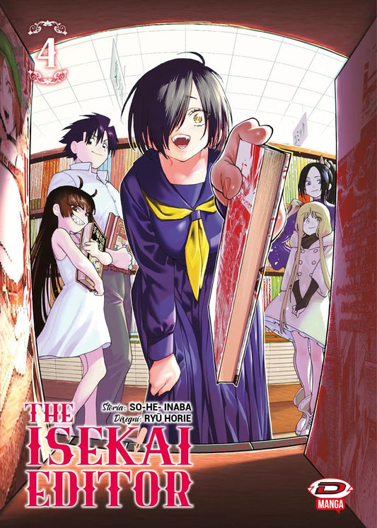 Copertina del manga The Isekai Editor volume 4 con i protagonisti in libreria.