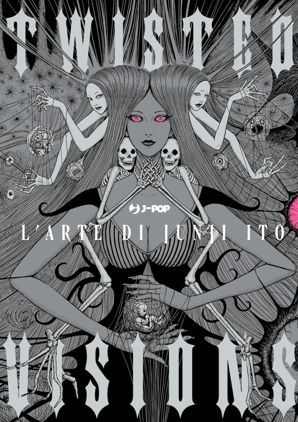 Copertina di Twisted Vision - L'arte di Junji Ito J-POP MANGA, con una delle iconiche e inquietanti illustrazioni a colori di Junji Ito.