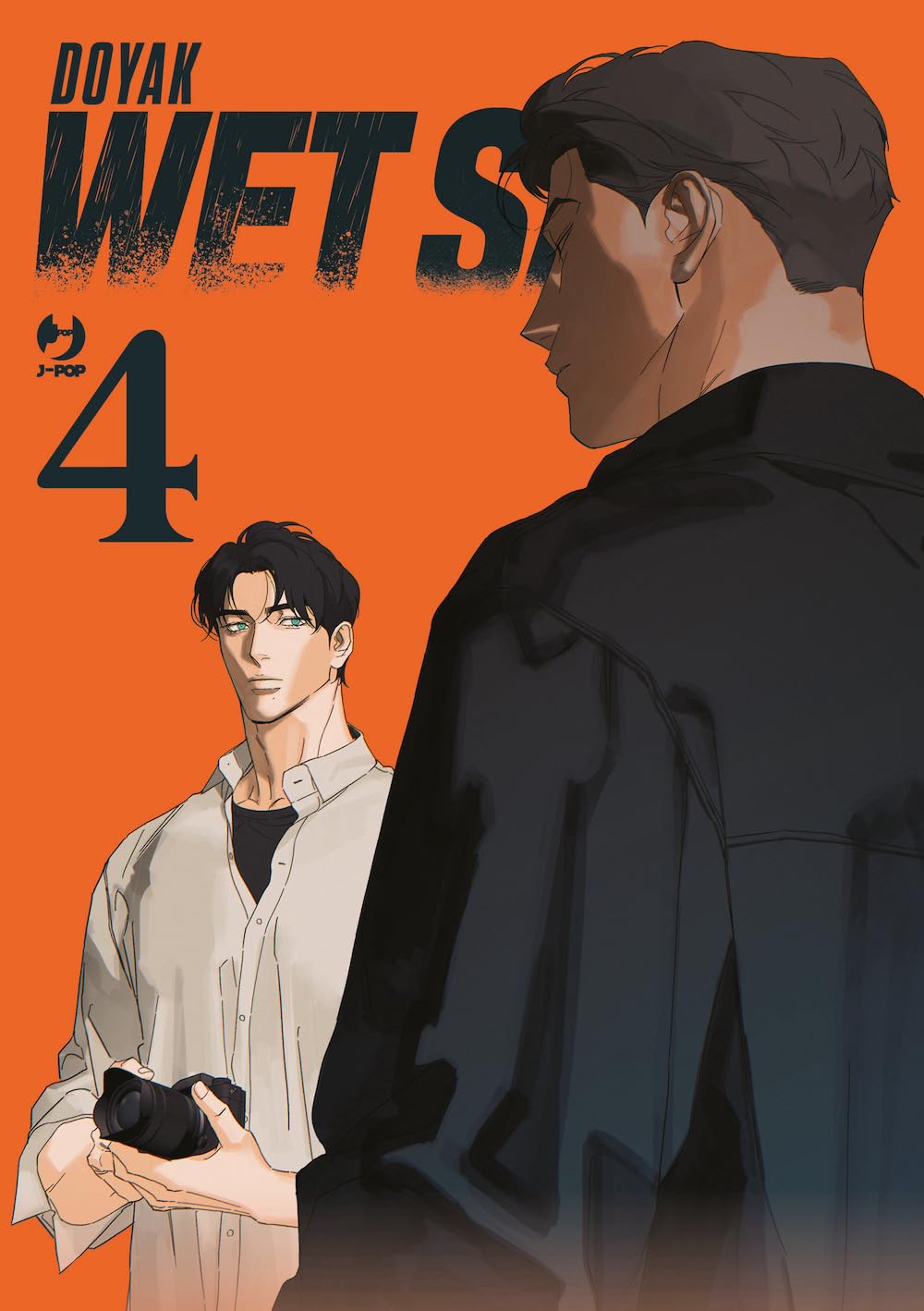 Copertina di Wet Sand Vol. 4 edito da J-Pop Manga, con TJ e Ian protagonisti di un capitolo drammatico e intenso tra amore e pericolo.