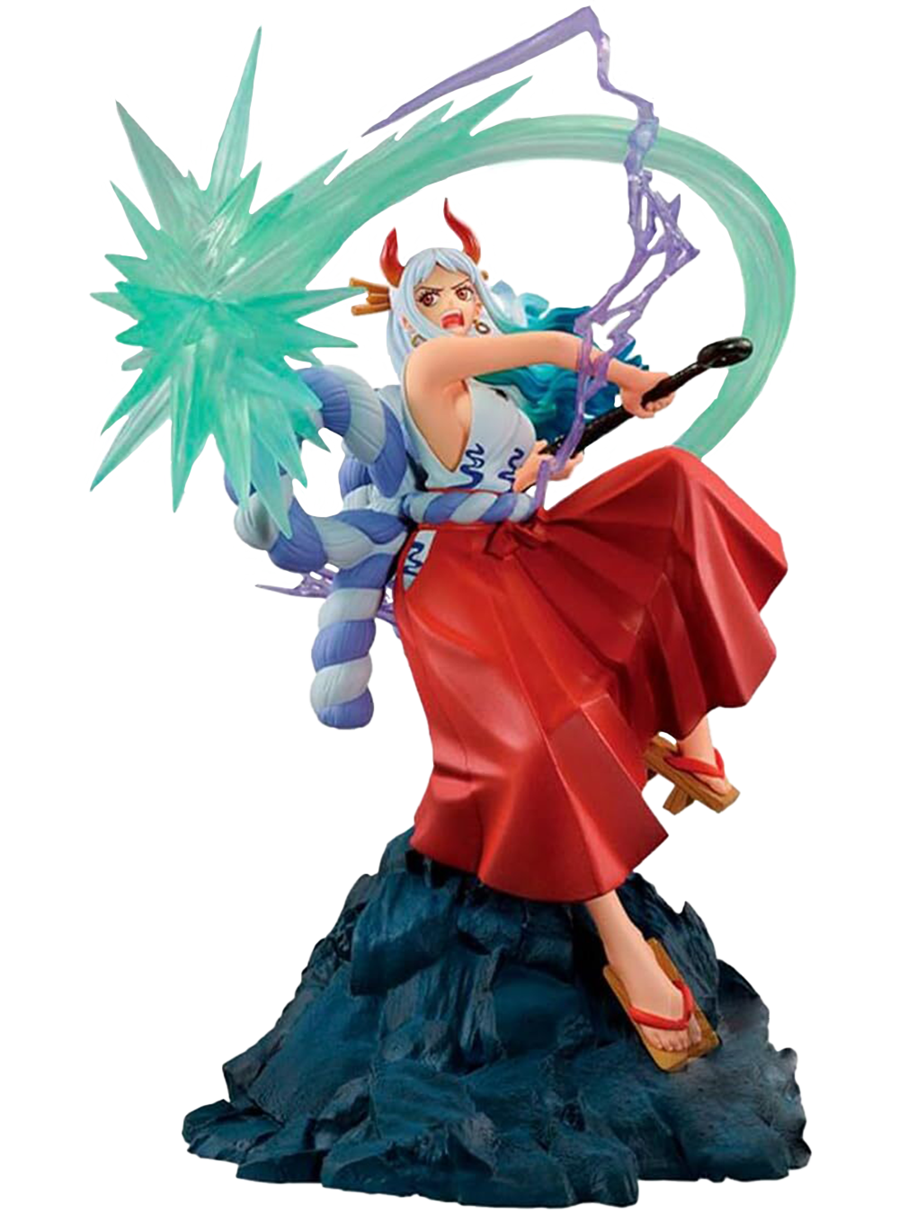 Statua Yamato Dioramatic The Brush (Banpresto). Il figlio di Kaido sferra un colpo con effetti di energia e fulmini. Colorazione artistica premium da One Piece.